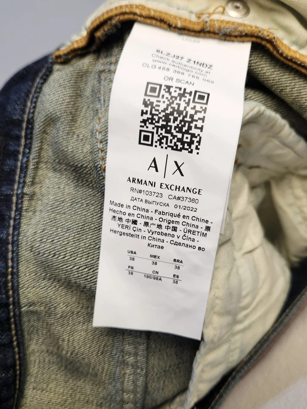 Armani Exchange A|X 38x32 $210 Men's Skinny Biker Med Gray Stretch Cotton Jeans